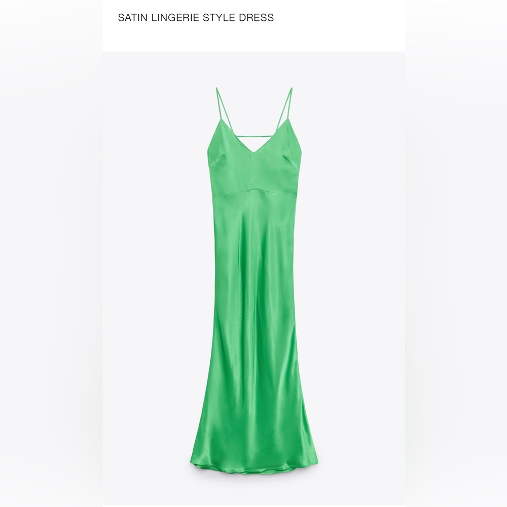 Zara Green Satin slip dress. Size S. Worn Once